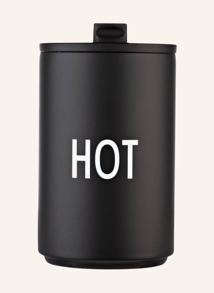 DESIGN LETTERS Thermos mug HOT, Color: BLACK (Image 1)