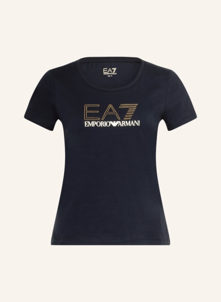 EA7 EMPORIO ARMANI T-Shirt mit Schmucksteinen , Farbe: DUNKELBLAU (Bild 1)
