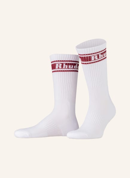 RHUDE Socks , Color: 0500 WHITE/MAROON (Image 1)