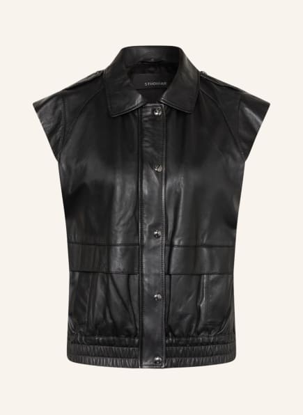 STUDIO AR Leather vest SHIRLEY, Color: BLACK (Image 1)