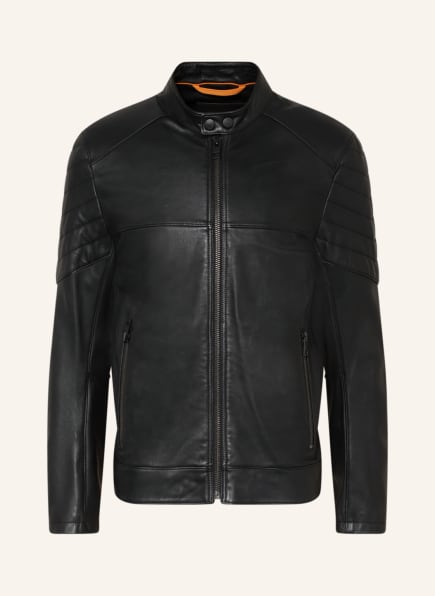 BOSS Leather jacket JOSET, Color: BLACK (Image 1)