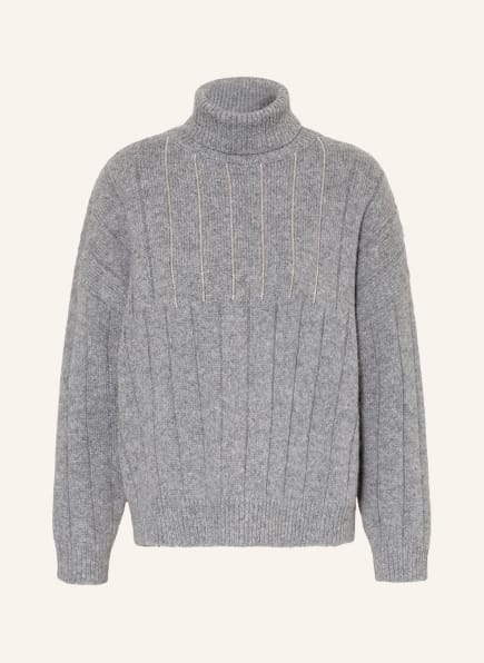 PESERICO Turtleneck sweater with alpaca and decorative gems, Color: GRAY (Image 1)