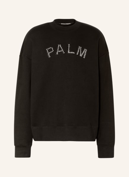 Palm Angels Oversized sweatshirt with decorative gems, Color: BLACK (Image 1)