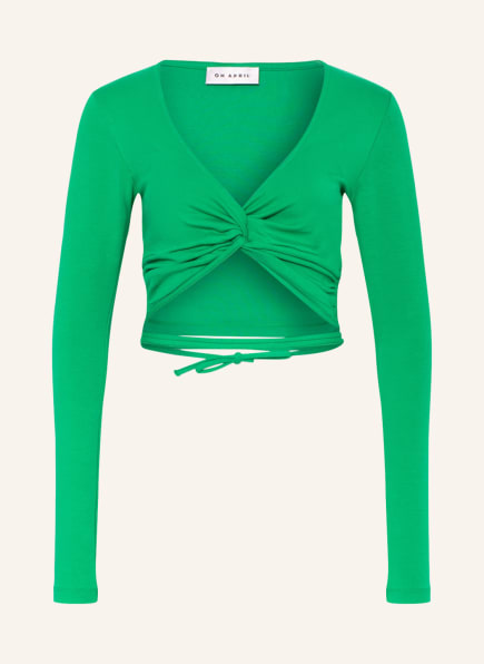 OH APRIL Cropped long sleeve shirt ALMA, Color: GREEN (Image 1)