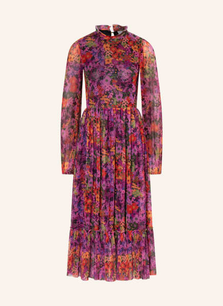 rich&royal Mesh-Kleid mit Rüschen, Farbe: FUCHSIA/ ROT/ DUNKELGELB (Bild 1)
