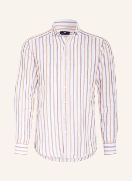 STROKESMAN'S Hemd Regular Fit mit Leinen , Farbe: WEISS/ COGNAC/ DUNKELBRAUN (Bild 1)