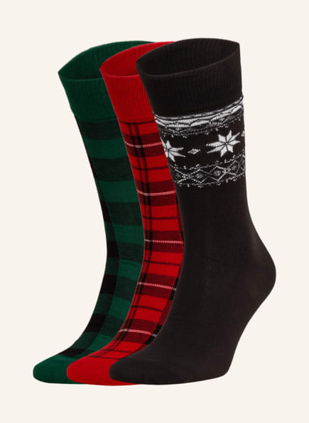 POLO RALPH LAUREN 3-pack socks with gift box , Color: 001 GB BLK /RED PLAID/BLK FAIRISLE (Image 1)