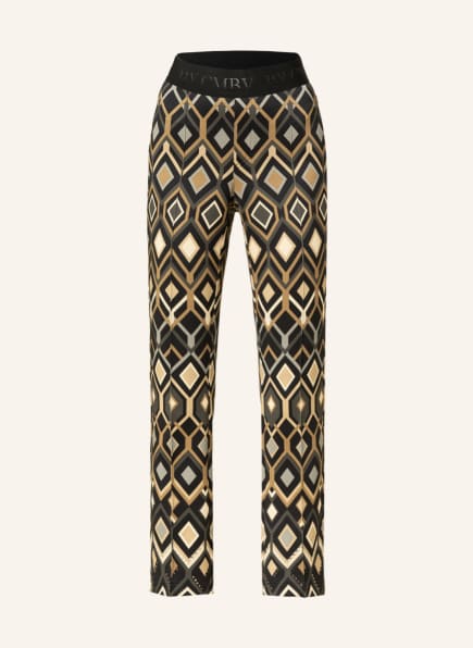 CAMBIO Trousers RANEE with decorative gems , Color: BLACK/ BEIGE/ BLUE GRAY (Image 1)