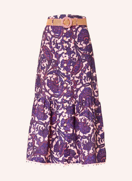 ZIMMERMANN Linen skirt TIGGY, Color: PINK/ DARK PURPLE/ FUCHSIA (Image 1)