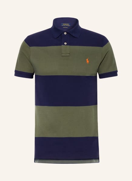 POLO RALPH LAUREN Piqué-Poloshirt Custom Slim Fit, Farbe: DUNKELBLAU/ OLIV (Bild 1)