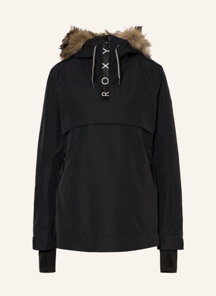 ROXY Ski jacket SHELTER with removable faux fur, Color: BLACK (Image 1)