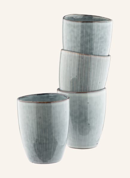BROSTE COPENHAGEN Set of 4 mugs NORDIC SEA, Color: BLUE GRAY/ WHITE/ DARK BROWN (Image 1)