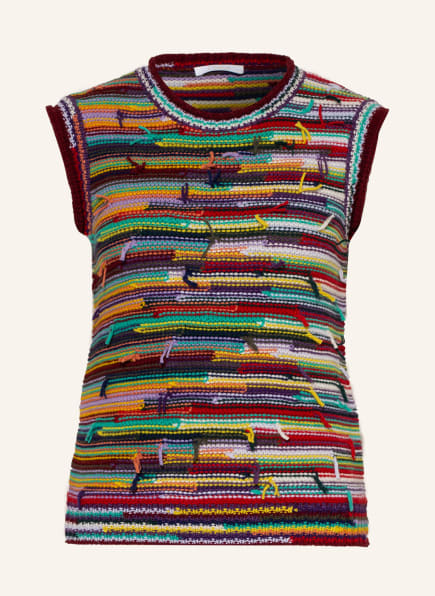 Chloé Stricktop aus Cashmere, Farbe: DUNKELROT/ WEISS/ LILA (Bild 1)