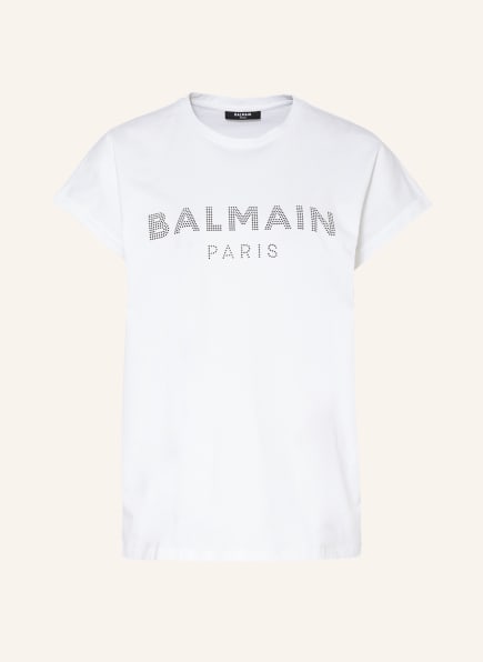 BALMAIN T-shirt with decorative gems, Color: WHITE (Image 1)