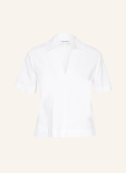 Calvin Klein Blusenshirt mit Leinen, Farbe: WEISS (Bild 1)
