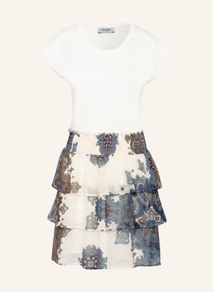 LIU JO Dress in mixed materials, Color: WHITE/ ECRU/ BLUE (Image 1)