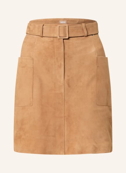 BOSS Leather skirt SEMITA, Color: COGNAC (Image 1)