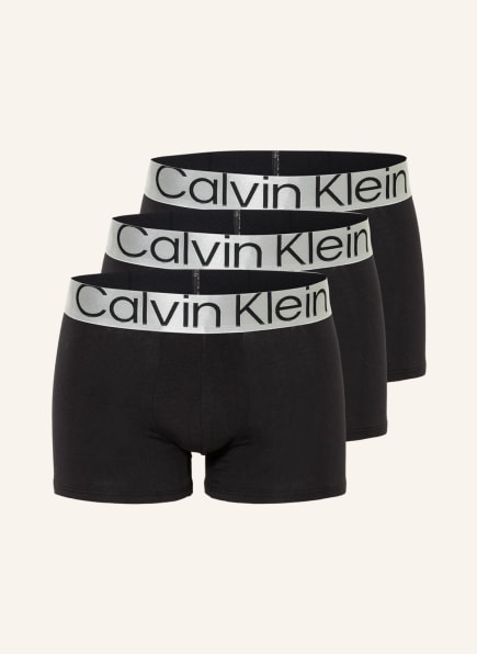 Calvin Klein 3er-Pack Boxershorts STEEL COTTON, Farbe: SCHWARZ/ SILBER (Bild 1)