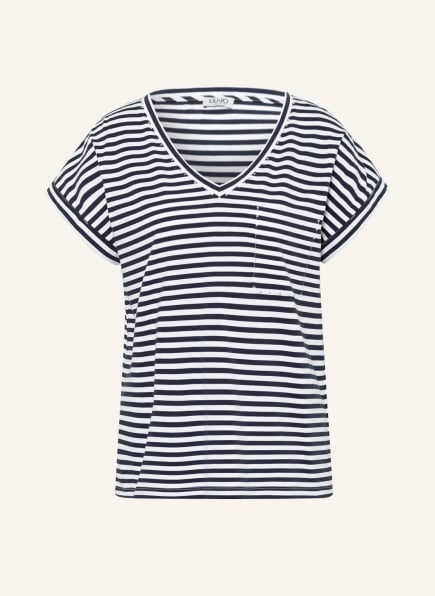 LIU JO T-shirt with decorative gem trim, Color: DARK BLUE/ WHITE (Image 1)