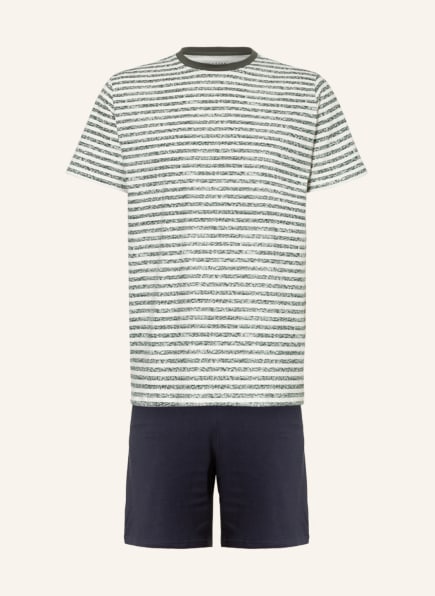 SCHIESSER Shorty-Schlafanzug FASHION NIGHTWEAR, Farbe: KHAKI/ WEISS/ DUNKELBLAU (Bild 1)