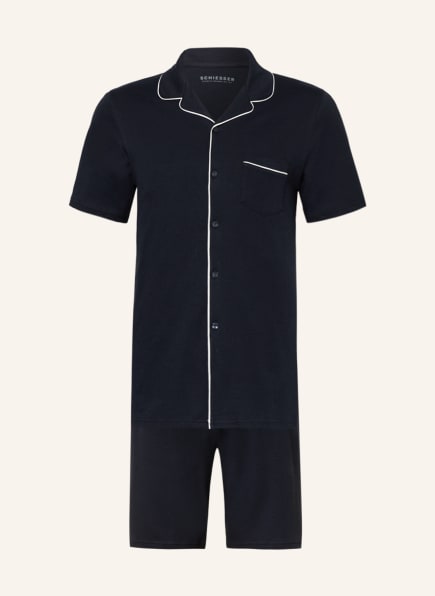 SCHIESSER Shorty-Schlafanzug FINE INTERLOCK, Farbe: DUNKELBLAU (Bild 1)