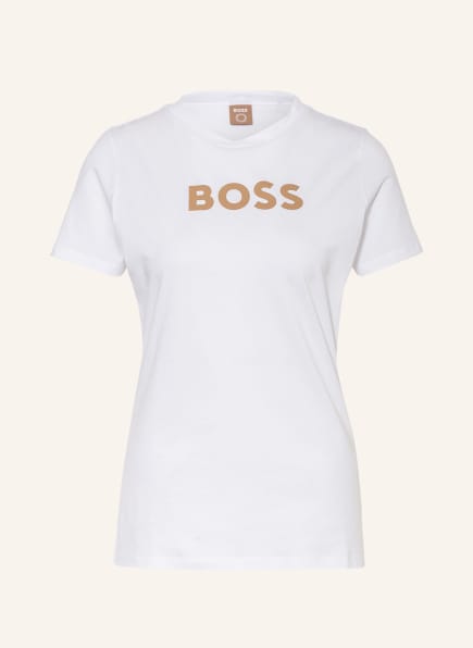 BOSS T-Shirt ELOGO, Farbe: WEISS/ CAMEL (Bild 1)