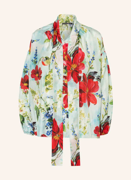DOLCE & GABBANA Bow-tie blouse in silk, Color: LIGHT BLUE/ RED/ LIGHT GREEN (Image 1)