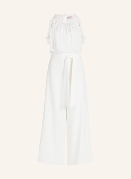 VM VERA MONT Jumpsuit with frill trim in mixed materials, Color: WHITE (Image 1)
