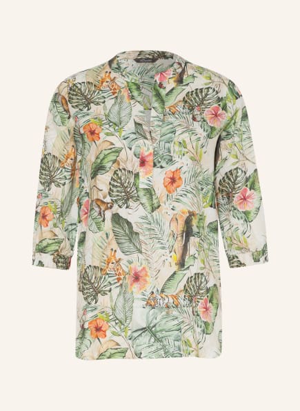 Princess GOES HOLLYWOOD Blusenshirt aus Leinen mit 3/4-Arm, Farbe: GRÜN/ ORANGE/ BEIGE (Bild 1)