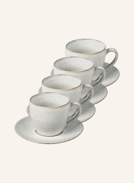BROSTE COPENHAGEN Set of 4 NORDIC SAND: mugs and saucers , Color: CREAM/ DARK BROWN/ LIGHT BLUE (Image 1)