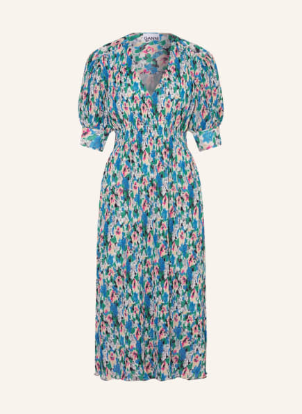 GANNI Pleated dress, Color: GREEN/ BLUE/ PINK (Image 1)