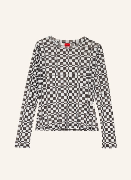 HUGO Long sleeve shirt DIRALINA made of mesh, Color: BLACK/ WHITE (Image 1)