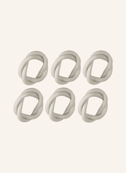 BROSTE COPENHAGEN Set of 6 napkin rings BRAID, Color: CREAM (Image 1)