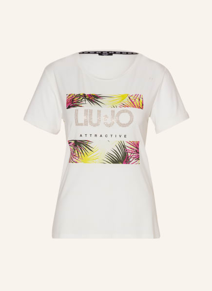LIU JO T-shirt with decorative gems, Color: CREAM (Image 1)