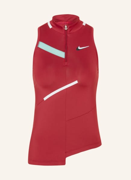 Nike Top tenisowy COURT DRI-FIT, Kolor: CIEMNOCZERWONY/ BIAŁY/ PETROL (Obrazek 1)
