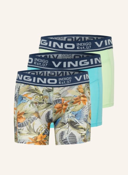 VINGINO 3er-Pack Boxershorts SOFT FLOWER, Farbe: TÜRKIS/ HELLGRÜN/ ORANGE (Bild 1)