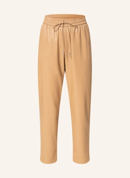 BOSS Trousers TALILIA in jogger style in leather look, Color: BEIGE (Image 1)