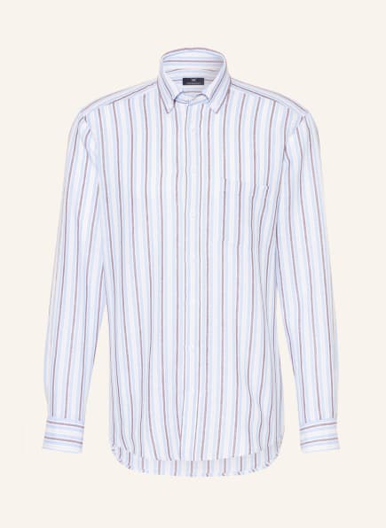 STROKESMAN'S Hemd Modern Fit mit Leinen, Farbe: HELLBLAU/ DUNKELBRAUN/ BEIGE (Bild 1)