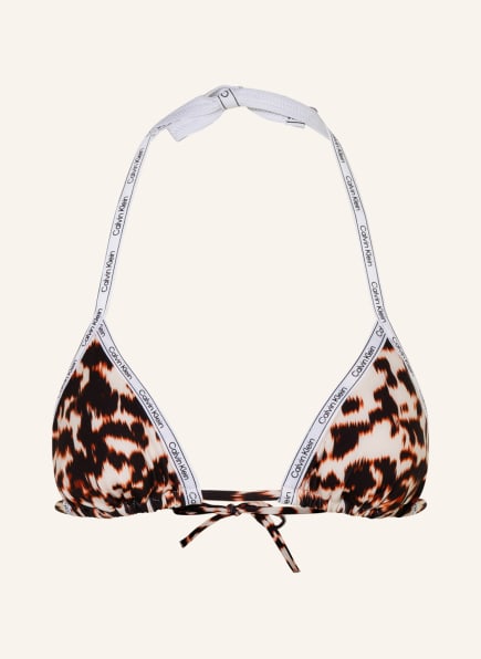 Calvin Klein Triangel-Bikini-Top LOGO TAPE, Farbe: CREME/ SCHWARZ/ DUNKELORANGE (Bild 1)