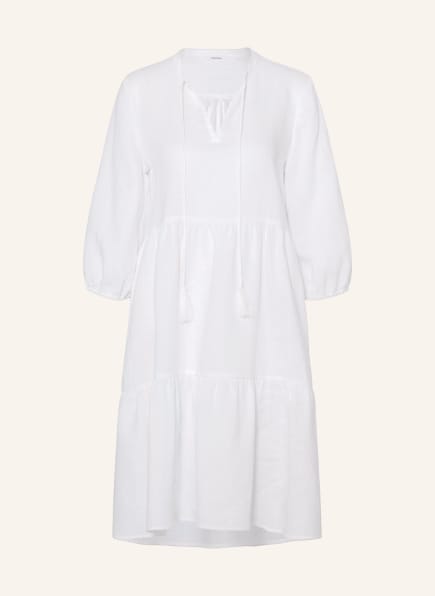 darling harbour Linen dress with 3/4 sleeves, Color: WHITE (Image 1)