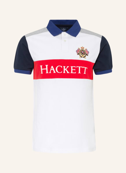 HACKETT LONDON Piqué-Poloshirt Classic Fit, Farbe: WEISS/ GRAU/ ROT (Bild 1)