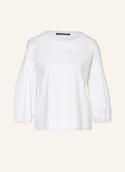 LUISA CERANO Shirt blouse in mixed materials with 3/4 sleeves, Color: WHITE (Image 1)