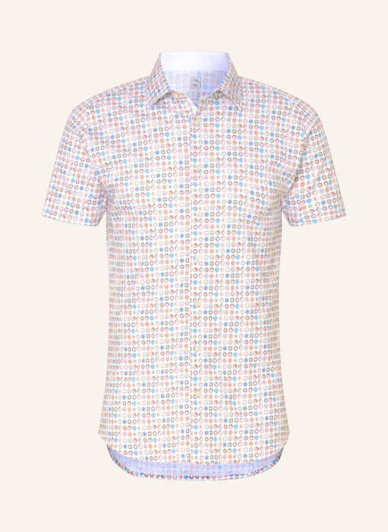 DESOTO Kurzarm-Hemd Slim Fit aus Jersey, Farbe: WEISS/ HELLBRAUN/ HELLBLAU (Bild 1)