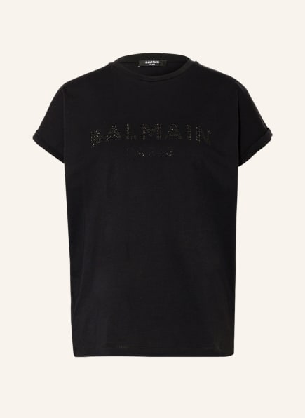 BALMAIN T-shirt with decorative gems, Color: BLACK (Image 1)