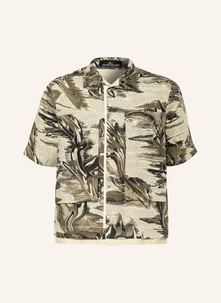STONE ISLAND SHADOW PROJECT Resorthemd Comfort Fit aus Leinen, Farbe: BEIGE/ DUNKELGRÜN/ SCHWARZ (Bild 1)