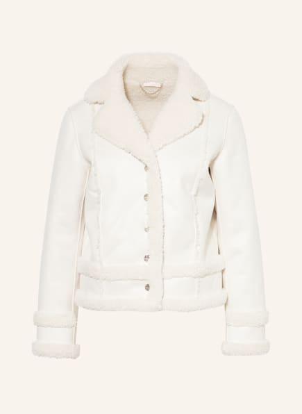 LIU JO Jacket in leather look with faux fur, Color: WHITE (Image 1)