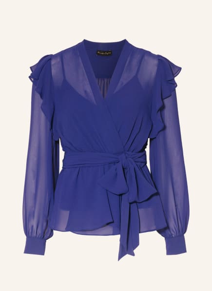 Phase Eight Wrap blouse AVRIL with frills, Color: BLUE (Image 1)