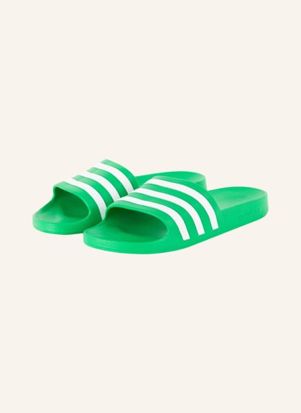 light green adidas slides