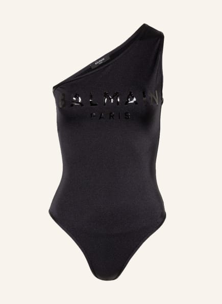 BALMAIN One-shoulder swimsuit , Color: BLACK (Image 1)
