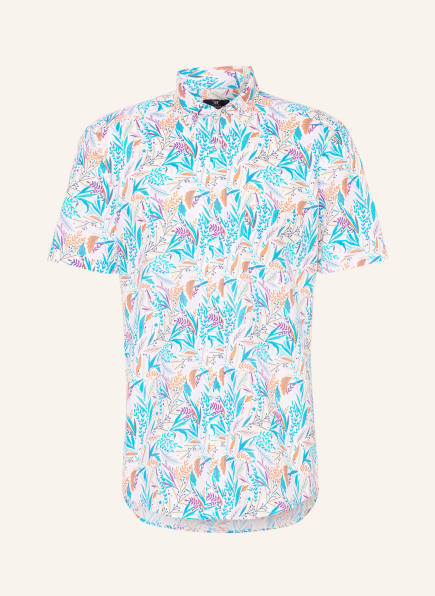 STROKESMAN'S Kurzarm-Hemd Modern Fit mit Leinen, Farbe: WEISS/ BLAU/ ORANGE (Bild 1)